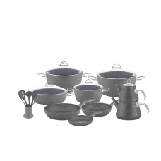 Qab-qacaq dəsti Öncü Granit SAAS-ONQZG24GR, qranit, boz, 24 parça