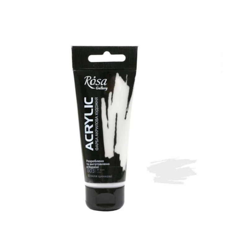 Акриловая краска художественная Rosa Gallery 603, белила цинковые, 60 мл