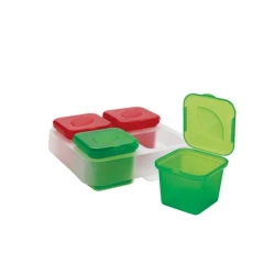 Sous və otlar üçün konteyner dəsti Snips 4 əd, 0.1 l, plastik, qapaqla, qırmızı/yaşıl