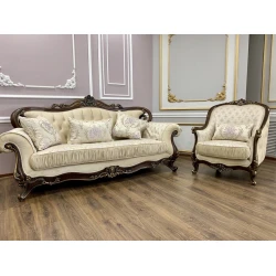 Комплект мягкой мебели Era mebel Mona Liza Ym-02, бежевый/коричневый Комплект мягкой мебели Era mebel Mona Liza Ym-02, бежевый/коричневый