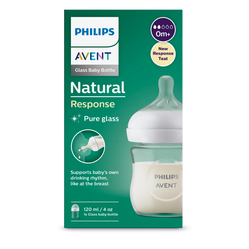 Бутылочка для кормления Philips Avent Natural Response Pure Glass SCY930/01, 0+ месяцев, 120 мл, прозрачный