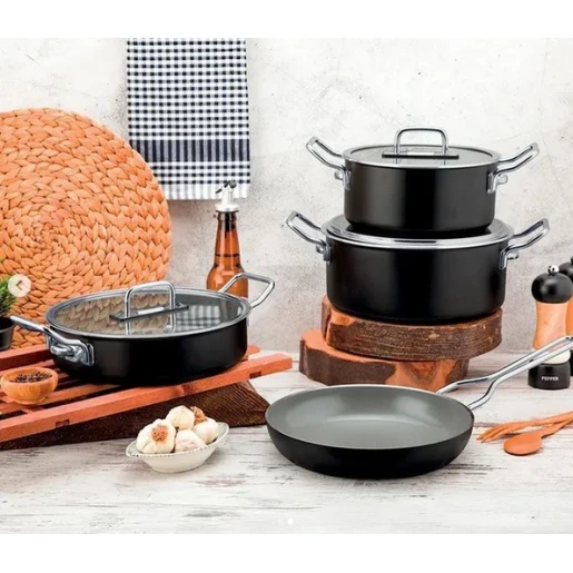 Набор посуды Ozlife Alba, керамика, черный, 7 предметов