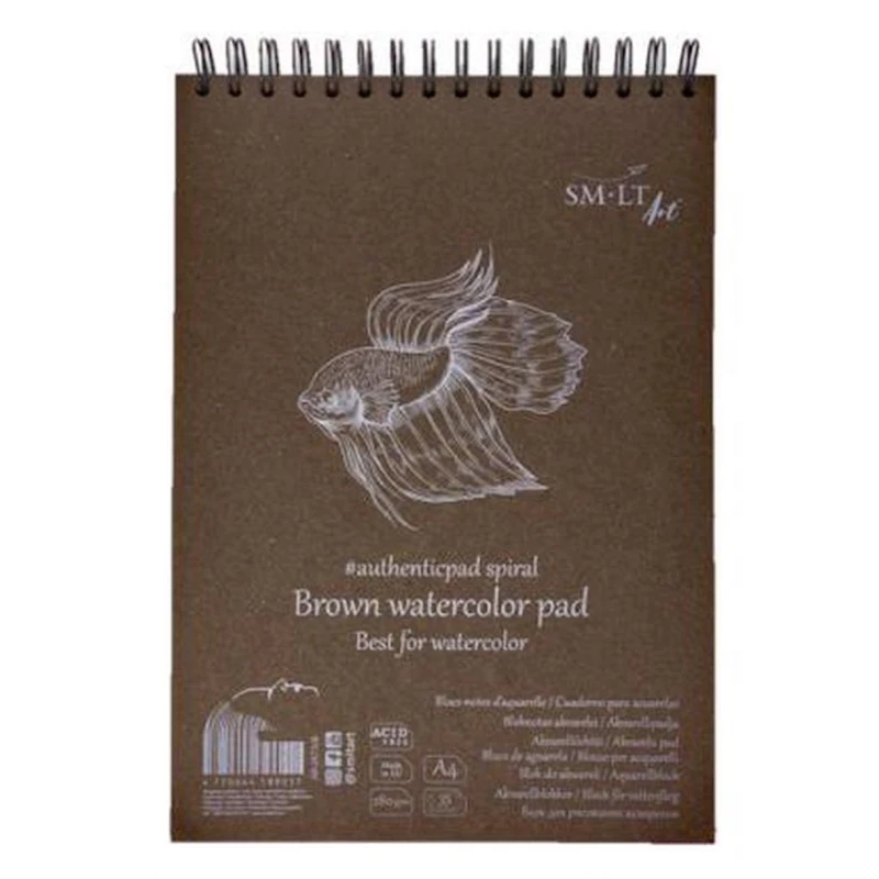 Альбом SM-LT Watercolor Pad для акварели, Brown, А4, 280г, 35 листов Альбом SM-LT Watercolor Pad для акварели, Brown, А4, 280г, 35 листов