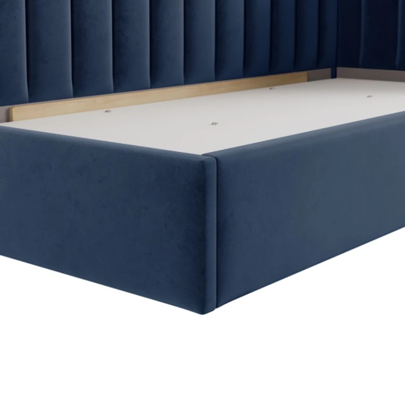 Односпальная кровать Art_tek_yataq(120) 55, ламинат/текстиль, синяя, 200x85x120 см