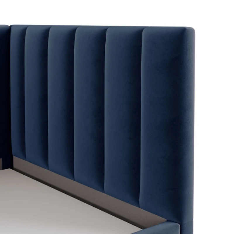 Односпальная кровать Art_tek_yataq(120) 55, ламинат/текстиль, синяя, 200x85x120 см