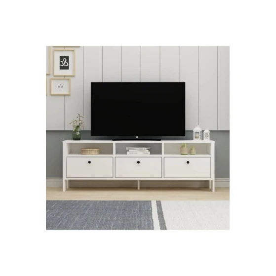 Тумба под ТВ Ev Plus Luvia, ЛДСП, белая, 150x29x50 см Тумба под ТВ Ev Plus Luvia, ЛДСП, белая, 150x29x50 см