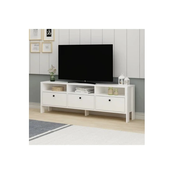 Тумба под ТВ Ev Plus Luvia, ЛДСП, белая, 150x29x50 см Тумба под ТВ Ev Plus Luvia, ЛДСП, белая, 150x29x50 см