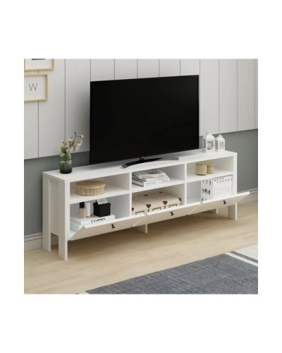 TV üçün tumba Ev Plus Luvia, LDSP, ağ, 150x29x50 sm