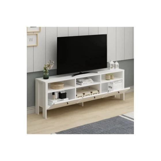 Тумба под ТВ Ev Plus Luvia, ЛДСП, белая, 150x29x50 см Тумба под ТВ Ev Plus Luvia, ЛДСП, белая, 150x29x50 см