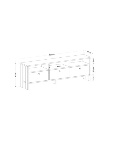 TV üçün tumba Ev Plus Luvia, LDSP, ağ, 150x29x50 sm