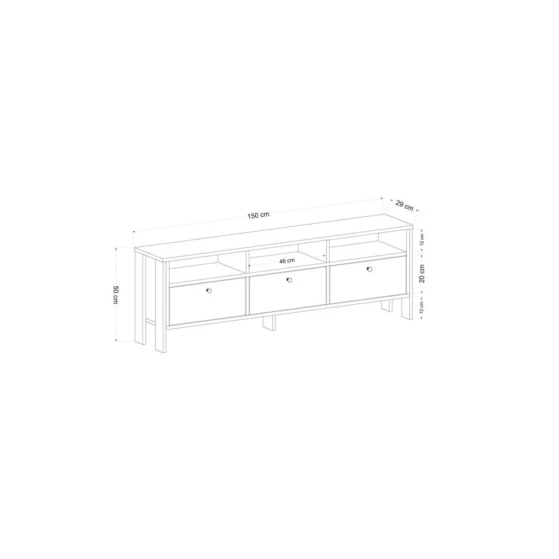 Тумба под ТВ Ev Plus Luvia, ЛДСП, белая, 150x29x50 см Тумба под ТВ Ev Plus Luvia, ЛДСП, белая, 150x29x50 см