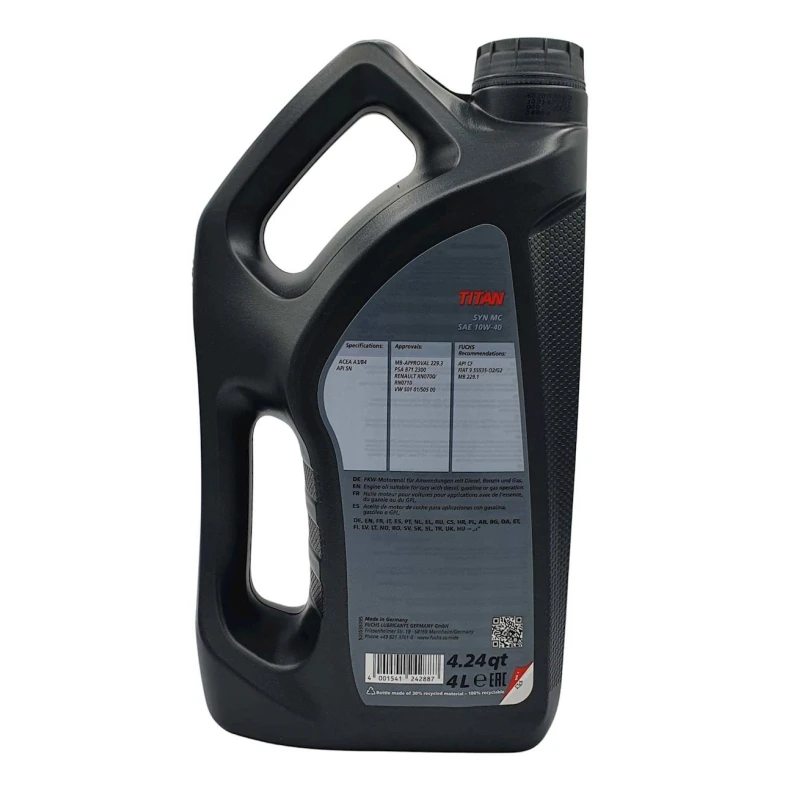 Motor yağı Fuchs SYN MC, 10W-40, 4 l Motor yağı Fuchs SYN MC, 10W-40, 4 l