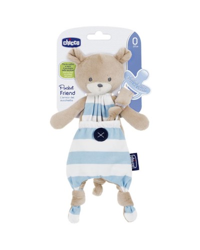 Əmzik tutucu ilə yumşaq dəsmal Chicco Pocket Friend, mavi