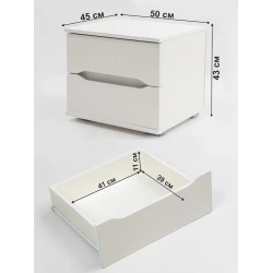 Прикроватная тумбочка Letta 50x43x45 см, ЛДСП, белый Прикроватная тумбочка Letta 50x43x45 см, ЛДСП, белый