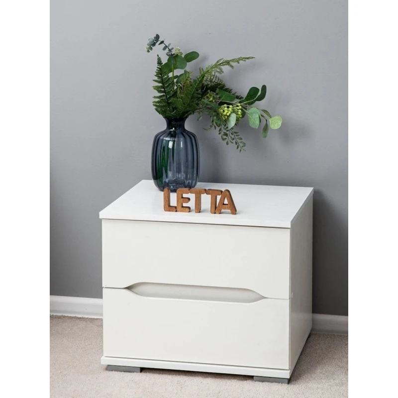 Прикроватная тумбочка Letta 50x43x45 см, ЛДСП, белый Прикроватная тумбочка Letta 50x43x45 см, ЛДСП, белый