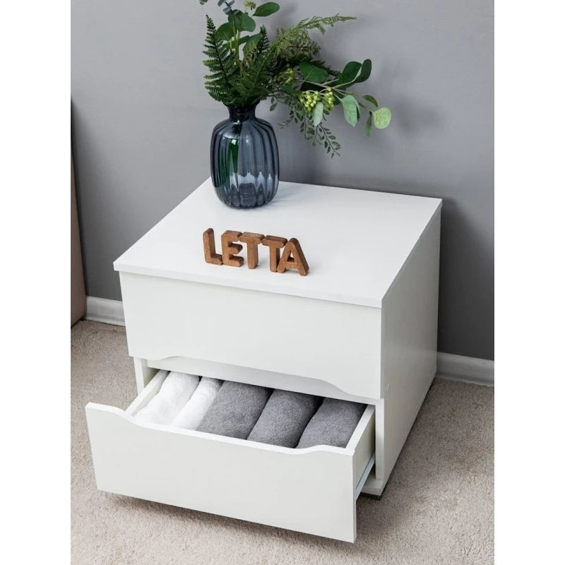 Прикроватная тумбочка Letta 50x43x45 см, ЛДСП, белый Прикроватная тумбочка Letta 50x43x45 см, ЛДСП, белый