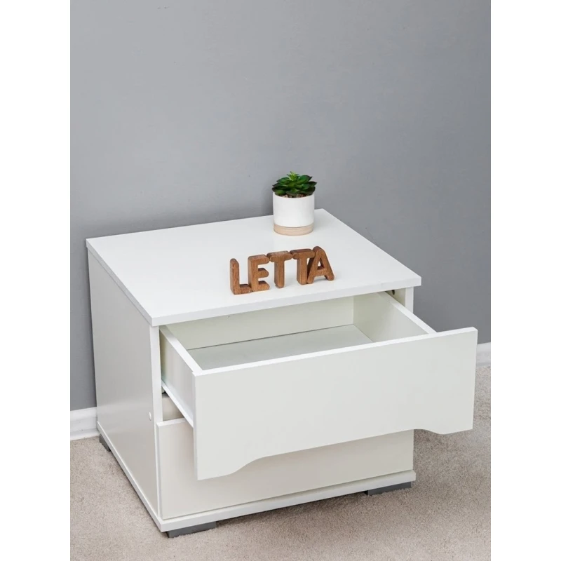 Прикроватная тумбочка Letta 50x43x45 см, ЛДСП, белый Прикроватная тумбочка Letta 50x43x45 см, ЛДСП, белый