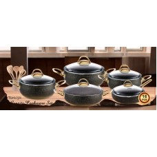 Qazan dəsti Oncu, 16 parça, granit, Türkiyə istehsalı, dərin qazanlar 20 sm, 24 sm, 30 sm (böyük ölçü), dayaz qazan 28 sm, tava 28 sm (qapaqlı), ən çox satılan model - QZİR-TAP-003