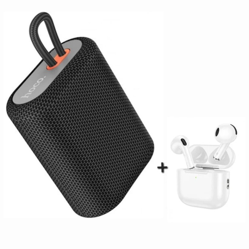 Портативная колонка Hoco BS47 Black и бесплатные беспроводные наушники Hoco EW64 White