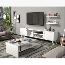 TV üçün tumba və jurnal masası Ev Plus 12115833, LDSP, ağ, 180x35x45/90х45х60 sm