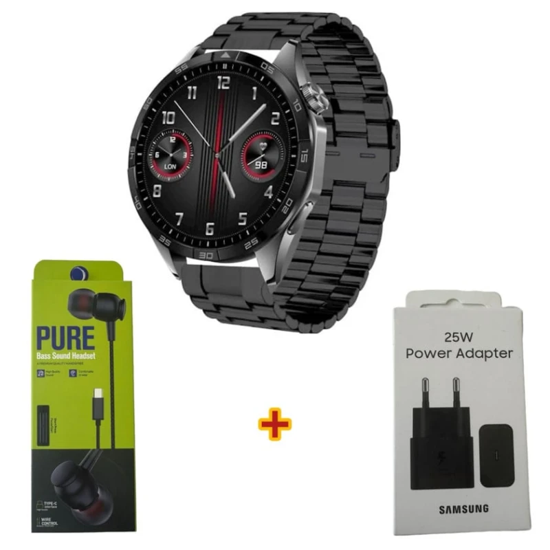 Умные часы S40 Max Black Steel + Подарок Проводные наушники Strap Pure + Сетевое зарядное устройство Samsung 25W Умные часы S40 Max Black Steel + Подарок Проводные наушники Strap Pure + Сетевое зарядное устройство Samsung 25W