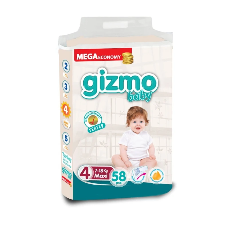 Подгузники детские Gizmo Baby 4(7-18 кг), 58 шт Подгузники детские Gizmo Baby 4(7-18 кг), 58 шт