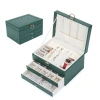 Органайзер для ювелирных украшений, зеленый, 23x17x13,5 см, кожа