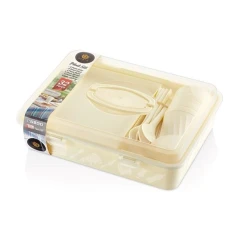 Набор для пикника Dempa Pratik, 34 предмета, пластик, бежевый Набор для пикника Dempa Pratik, 34 предмета, пластик, бежевый