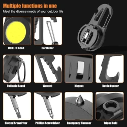 Фонарь-прожектор led6in1, многофункциональный, 800 лм, 4 ч, черный