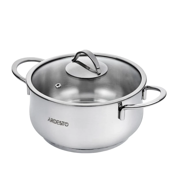 Кастрюля Ardesto Black Mars AR0723S, 2.3 л, серебристая, с крышкой
