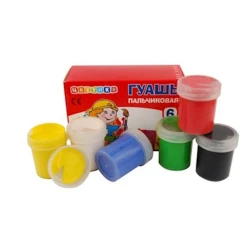 Набор гуашь пальчиковая Цветик, 6 шт х40 мл Набор гуашь пальчиковая Цветик, 6 шт х40 мл