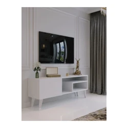 Тумба под ТВ Ev Plus Blend, ЛДСП, белая, 150x35x45 см