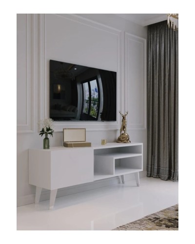 TV üçün tumba Ev Plus Blend, LDSP, ağ, 150x35x45 sm