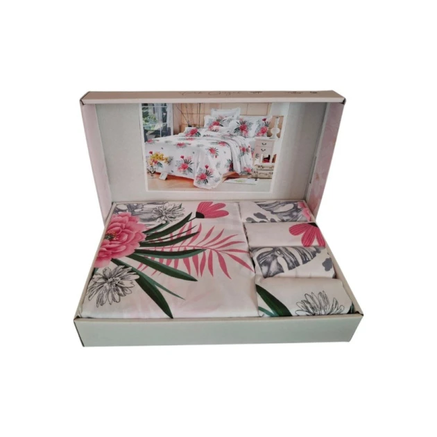 Комплект постельного белья MM Tekstil ММ32 пододеяльник 200х220 см, простыня 200х220 см, наволочки 4 шт х 50х70/70х70 см, белый