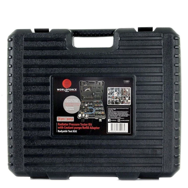 Комплект для проверки радиатора WorldForce 11001, 28 предметов, 0–2.5 бар Комплект для проверки радиатора WorldForce 11001, 28 предметов, 0–2.5 бар