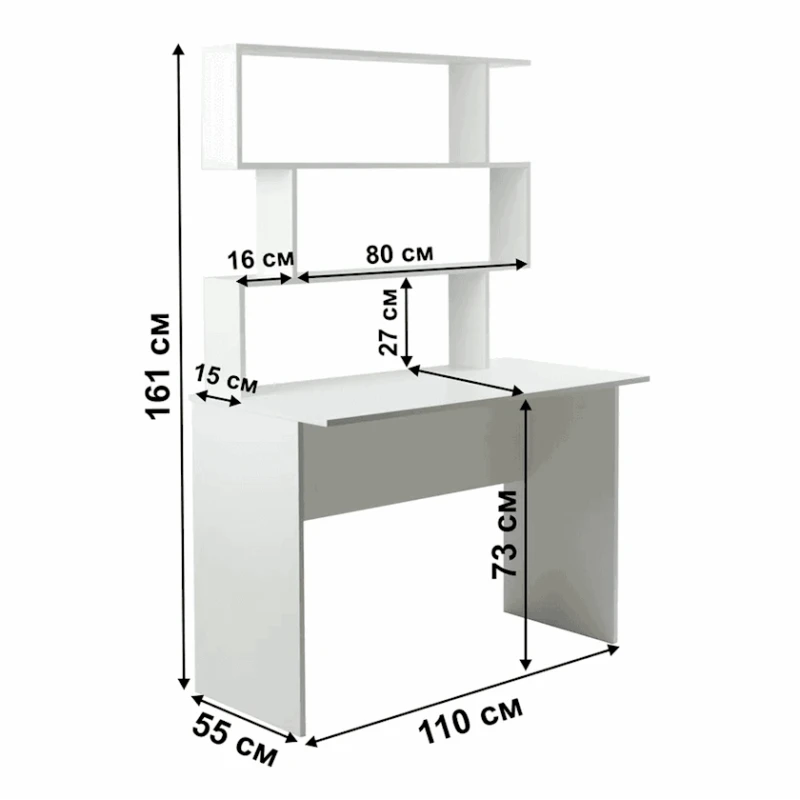 Письменный стол Letta, белый, ЛДСП, 110х55х161 см