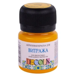Акриловая краска для витража Decola, желтый, 20 мл Акриловая краска для витража Decola, желтый, 20 мл