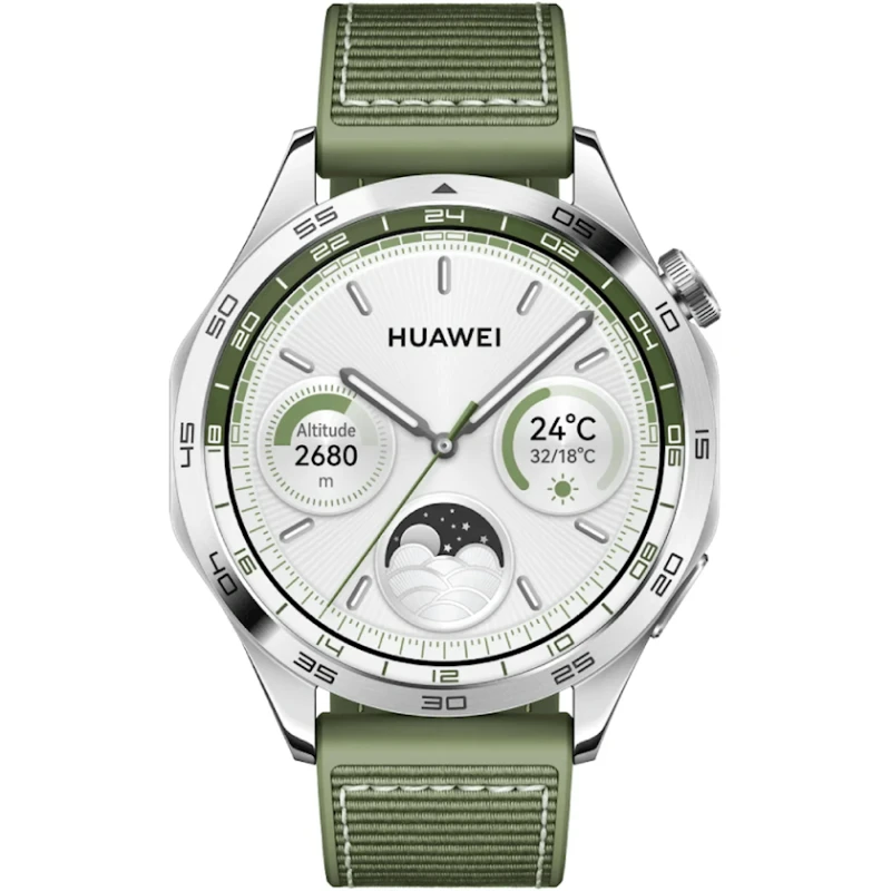 Смарт-часы Huawei Watch GT 4 46mm Phoinix-B19W Silver W/Green Woven (55020BGY) Смарт-часы Huawei Watch GT 4 46mm Phoinix-B19W Silver W/Green Woven (55020BGY)