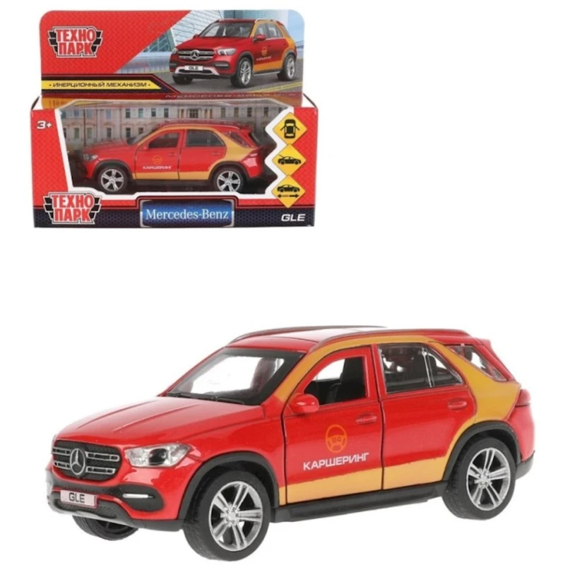 Машинка Технопарк Mercedes-Benz GLE Каршеринг, длина 12 см, от 3 лет, металл, открываются дверцы, красный