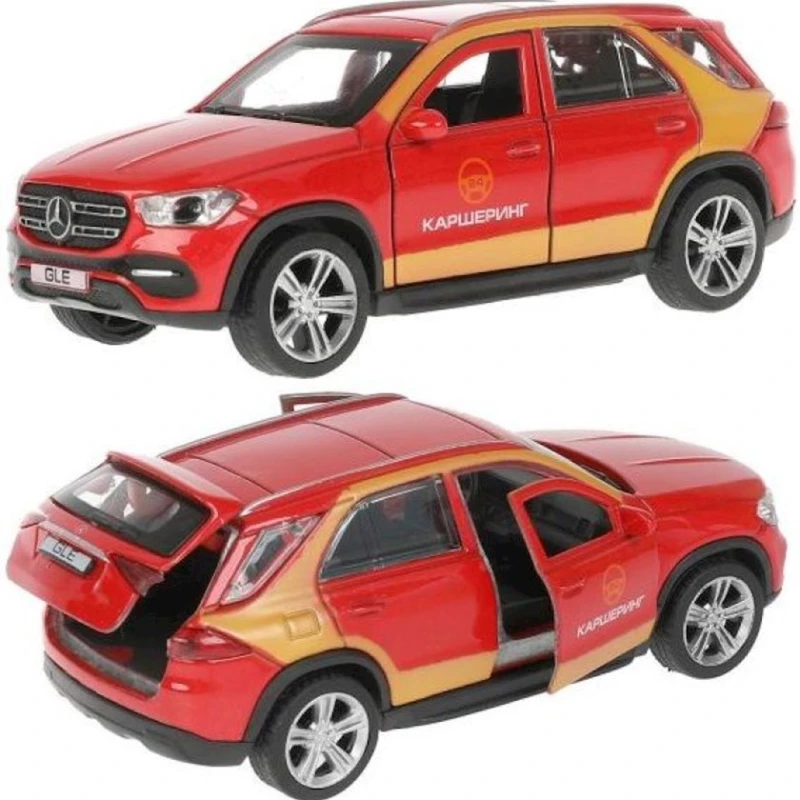 Машинка Технопарк Mercedes-Benz GLE Каршеринг, длина 12 см, от 3 лет, металл, открываются дверцы, красный