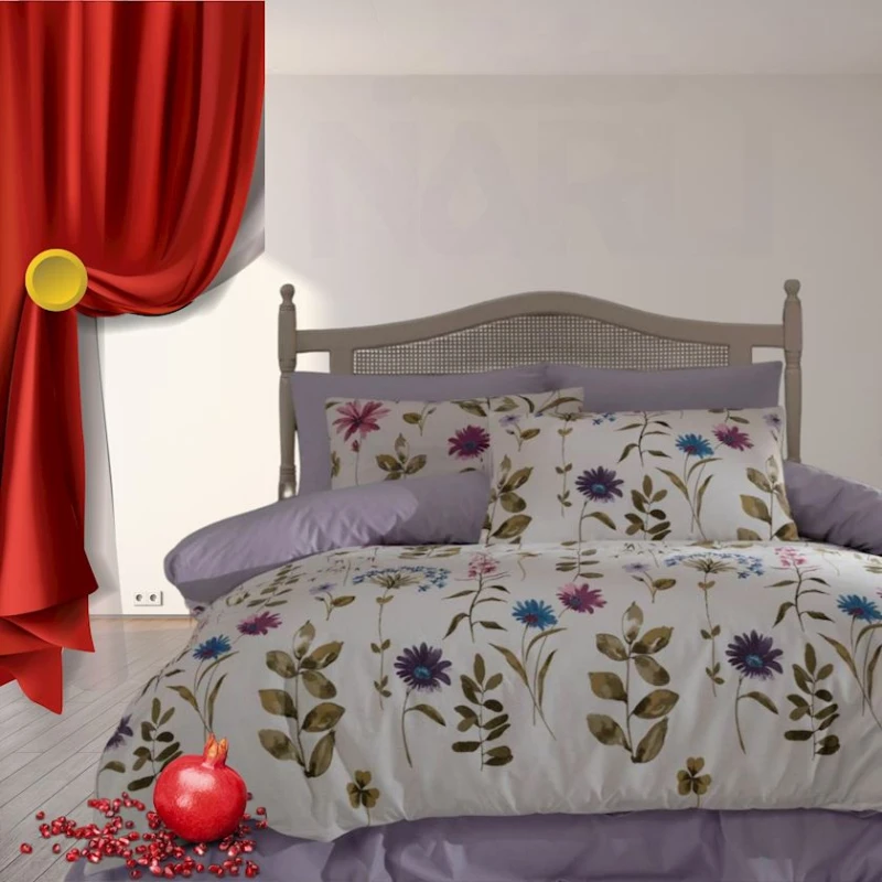 Комплект постельного белья Narlı 001110, пододеяльник 160x220 см, простыня 180x240 см, наволочка 50х70 см, односпальный, хлопок, разноцветный