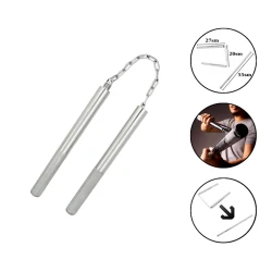 Двухфункциональные нунчаки с металлическими ручками 1039, серебристый Двухфункциональные нунчаки с металлическими ручками 1039, серебристый