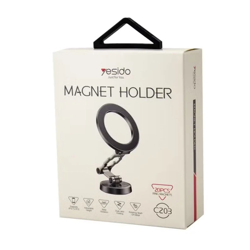 Магнитный автомобильный держатель для телефона Yesido C203 for Apple iPhone 12-15 Black Магнитный автомобильный держатель для телефона Yesido C203 for Apple iPhone 12-15 Black