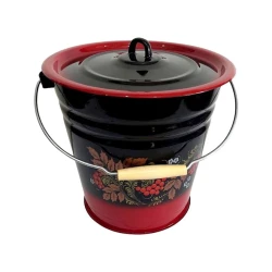 Ведро 12 литров,красно-черное,с разным декором