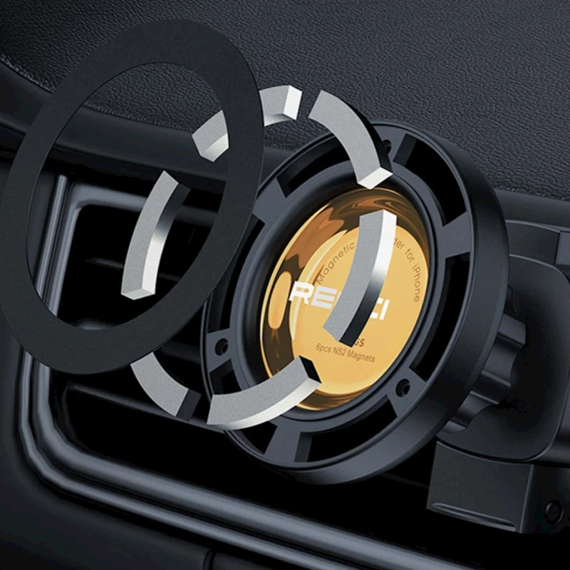 Магнитный автомобильный держатель для телефона Recci RHO-C37 Black Магнитный автомобильный держатель для телефона Recci RHO-C37 Black