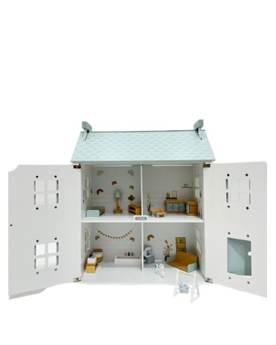 Kukla evi M5206, 3+ yaş, taxta, ağ/göy, 50x25x60 sm