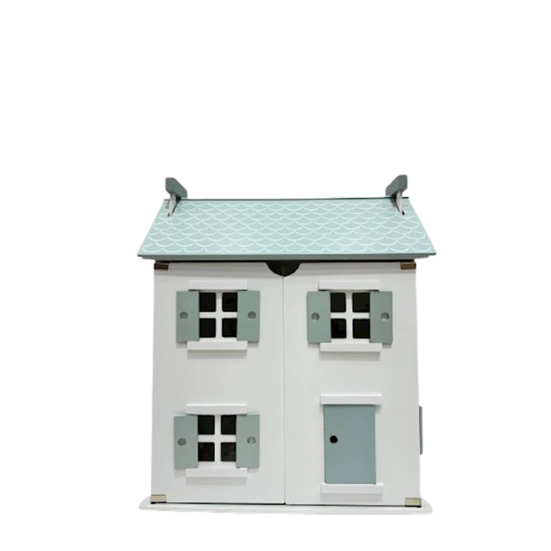 Дом для кукол M5206, 3+ года, дерево, белый/синий, 50x25x60 см