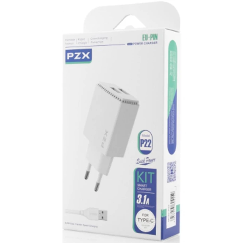Сетевое зарядное устройство PZX P22 USB, Белый Сетевое зарядное устройство PZX P22 USB, Белый