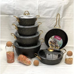 Набор кастрюль и сковородок PMT PP-MM-012, гранит, черный, 11 предметов