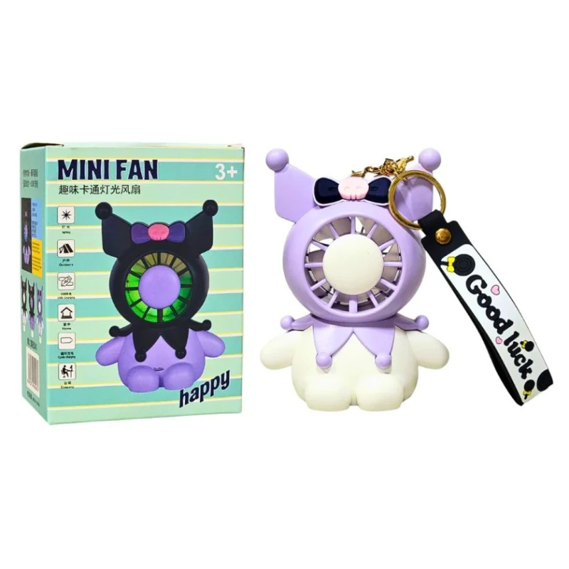 Мини-вентилятор Kuromi Happy, с USB, фиолетовый/белый Мини-вентилятор Kuromi Happy, с USB, фиолетовый/белый
